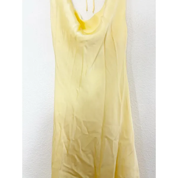 Zara Butter Yellow Satin Cowl Neck Midi Slip Dress Size Large Cocktail Wedding - Image 8