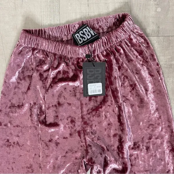 NWT BSBW Jessie Rose Crushed Velvet Track Pants Sz XS NWT - Image 3