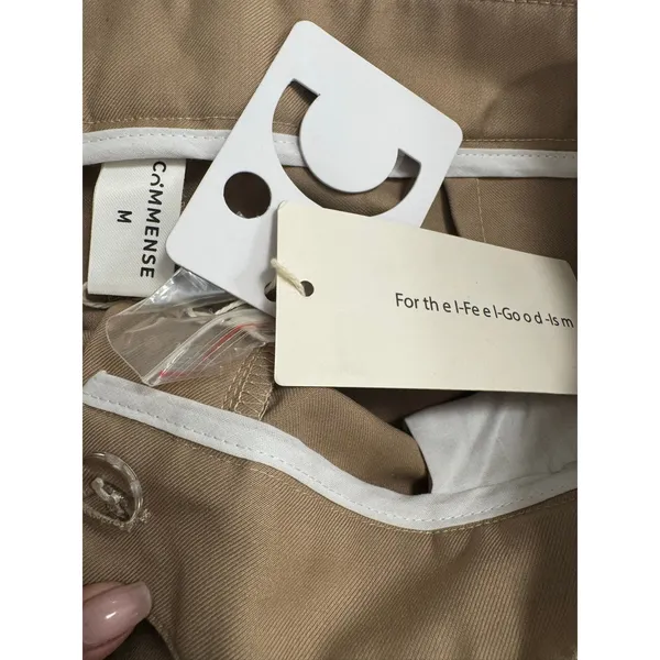 Commense Dress Pants Womens Medium Beige Polyester Pleated Business NWT - Image 4