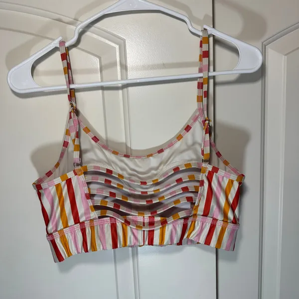 Lime Ricki Swim Top Womens Large Pink Red‎ Orange Striped Ladder Back Bikini - Image 2