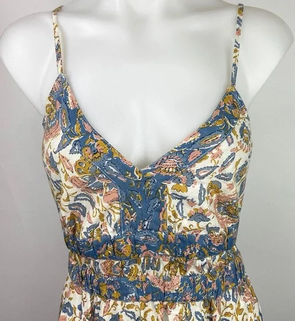 Sincerely Jules Multicolor Floral Smocked Spaghetti Strap Midi Summer Dress Sz M - Image 3