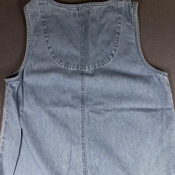 Vtg Mountain Lake Casuals Dress Womens Small Blue Denim Floral Maxi Jumper - Image 12