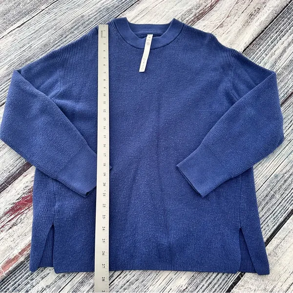 Lululemon Merino Wool-Blend Ribbed Crewneck Sweater Heathered Psychic Blue - Image 10