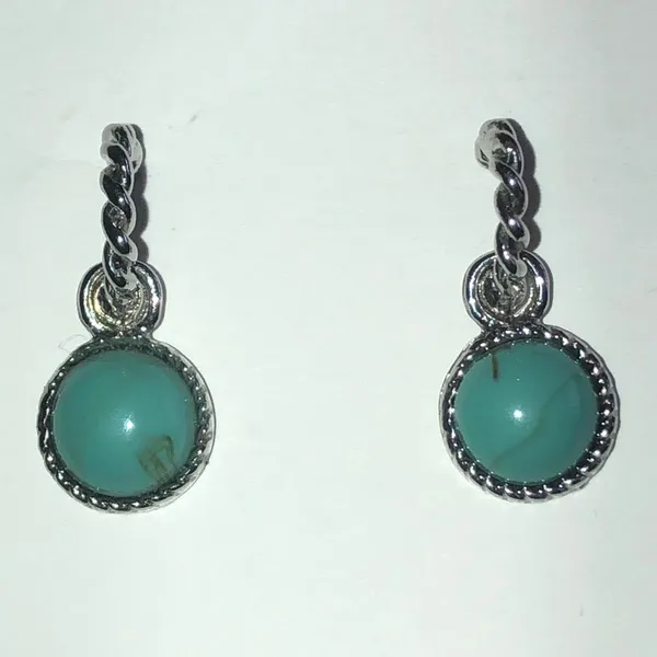 Elegant Silver Tone and Turquoise Color Boho Drop Earrings - Image 2