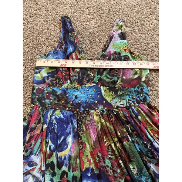 Vintage Lola P Y2K Floral Sleeveless Embellished Dress Size Large Boho Whimsy - Image 6