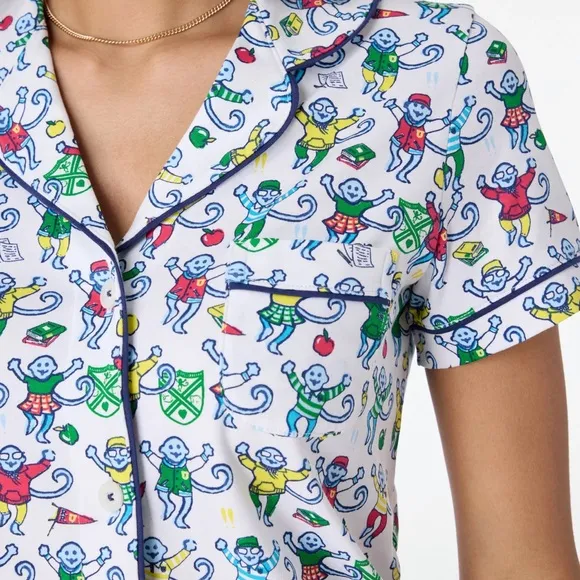 NWT Roller Rabbit Back to School Monkey Polo Pajamas Size XS - Image 2