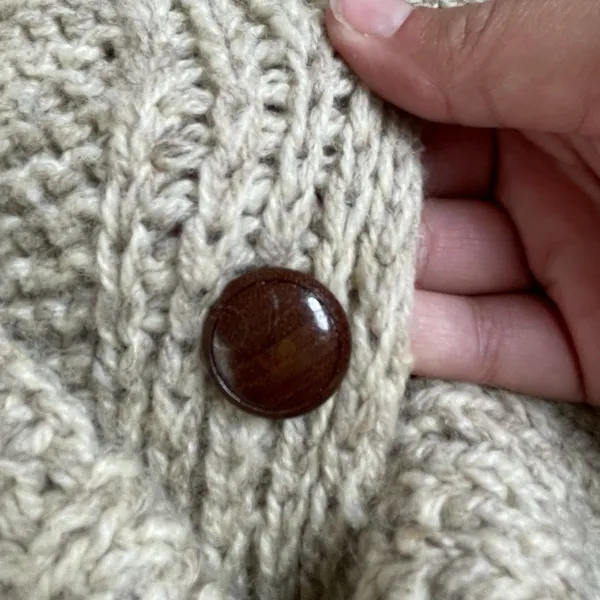 Casa Chia Vtg. 100% Wool Cardigan Sweater Bell Sleeves Cottagecore Beige Size L - Image 10