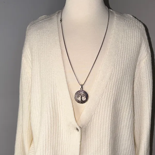 No Boundaries Cream Single-Button V-Neck Knit Cardigan - Image 2