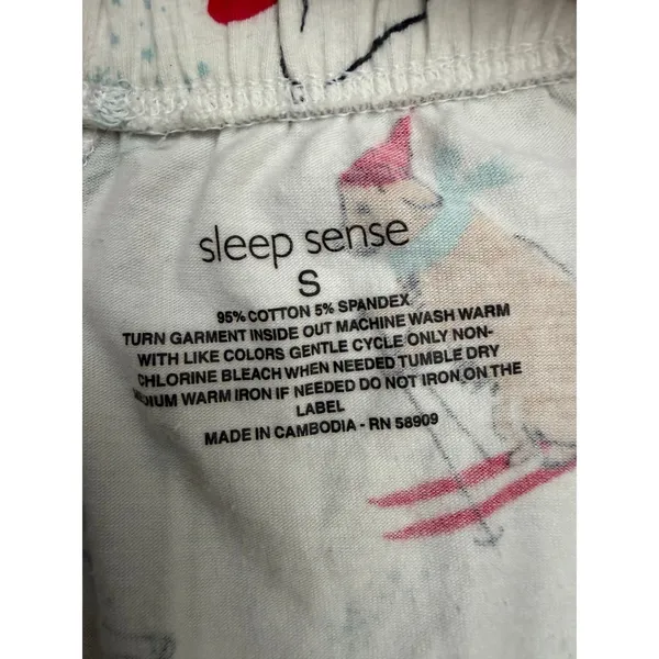 Sleep Sense Women's Pajama Pants Size S Holiday Skiing Dogs Cotton Lounge - Image 5