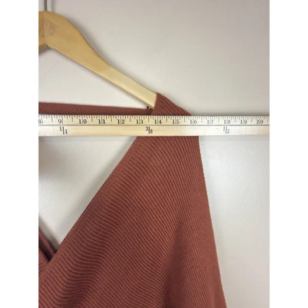 Petal + Pup Knit Sweater Midi Dress Size 2 Rust Terracotta V Neck Long Sleeve - Image 10