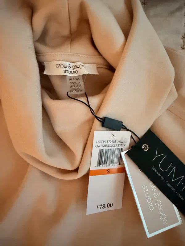 Cowl Neck Pullover Tan - Image 2