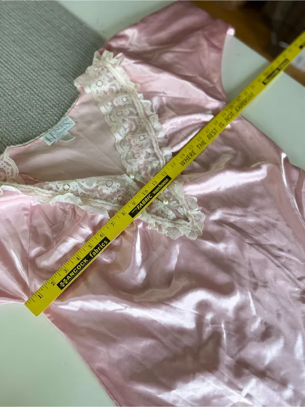 Vintage Honors Pink Lace Trim Flannel Lined Long Sleeve Nightgown Sz Small - Image 5