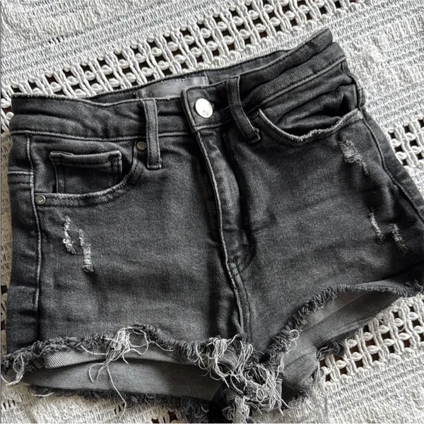 Tilly's RSQ Dark Gray Distressed Jean Shorts - Image 2