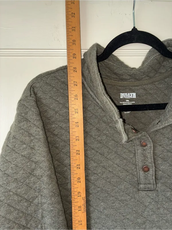 Duluth Trading Quilted Pullover Sweatshirt XXL Green Snap Neck Cozy Top - Image 2