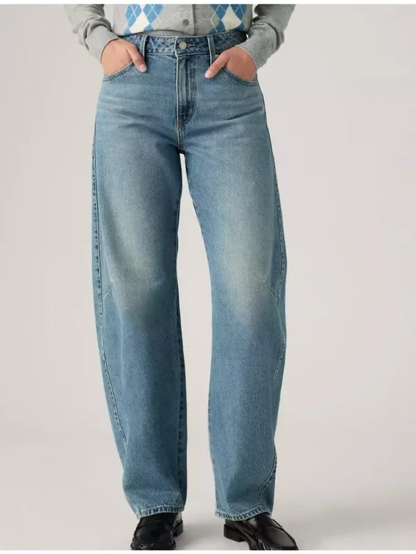 New Levi's Premium 30x32 Baggy Dad Barrel Women's Jeans Easy Days Medium Wash - Image 2