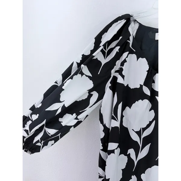 Kate Spade Target Black White Floral Balloon Sleeve Cotton Mini Dress L - Image 2