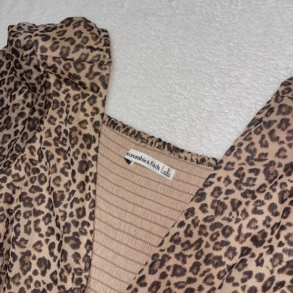 Womens ABERCROMBIE AND FITCH Leopard Cheetah Long Sleeve Mini Dress size Small - Image 4