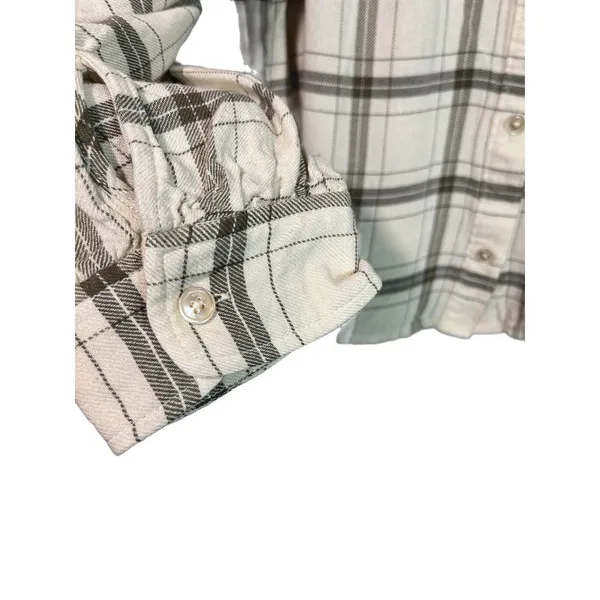 Wilfred Free Puff Sleeve Button Front Window Pane Plaid Top Size Medium - Image 5