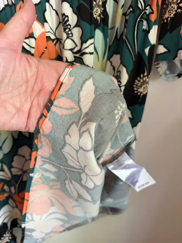 Maeve Anthropologie Juno Dress Tropical Floral Small Bold Flowy Relaxed V-Neck - Image 12