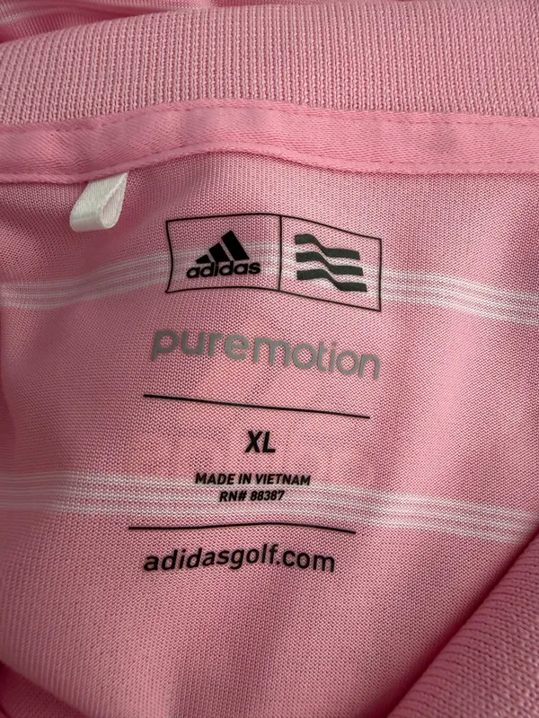 Adidas Pure Motion Pink & White Mens Golf Polo Shirt - Image 6