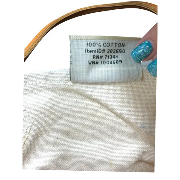 L.L. Bean Vintage 1980s Boat and Tote Canvas Cream Green Leather Handles – READ - Image 7