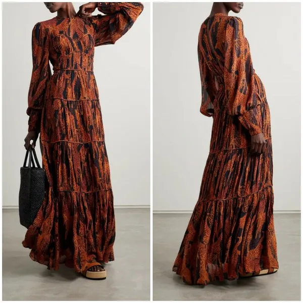 💕FARM RIO💕 Giraffes Black Puff Sleeve Maxi Dress ~ Giraffe Print Small S NWOT - Image 13