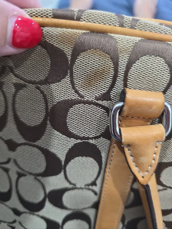 Authentic Coach Signature Tan Canvas Purse Handbag 6097 Mob Wife Vintage Tote - Image 8
