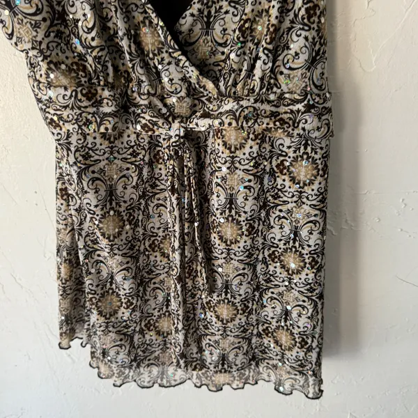 INC International Y2k Concepts Sparkle Babydoll Top‎ L Fairy Grunge Going Out - Image 4