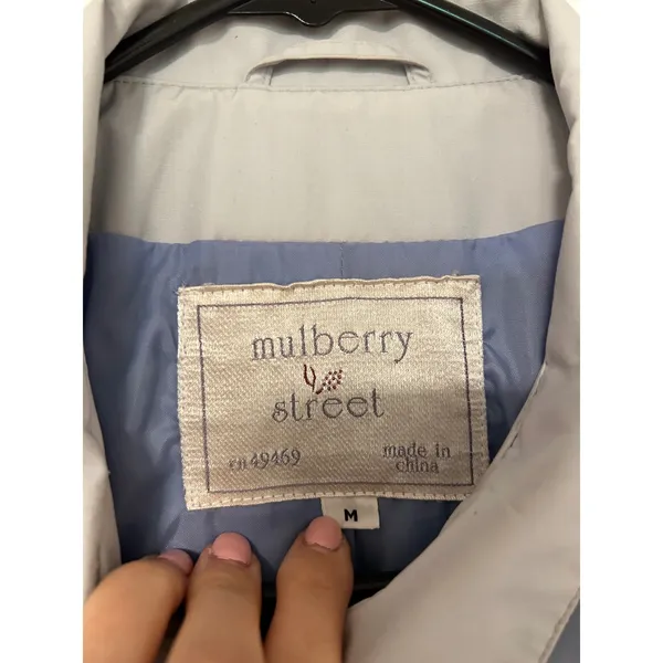 Mulberry Street Vintage Light Blue Collared Raincoat Padded Jacket Womens Medium - Image 4