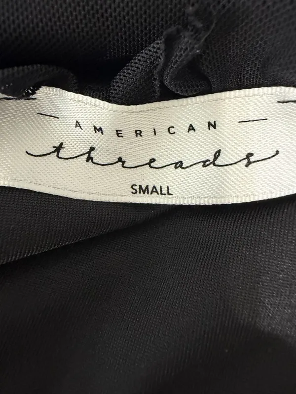 American Threads Black Ruffle Mesh Ruched Bodysuit - Image 3