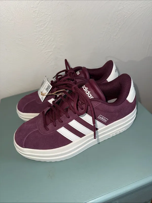 Adidas VL Court Bold Platform Sneakers Burgundy White NWT Size 5 - Image 3