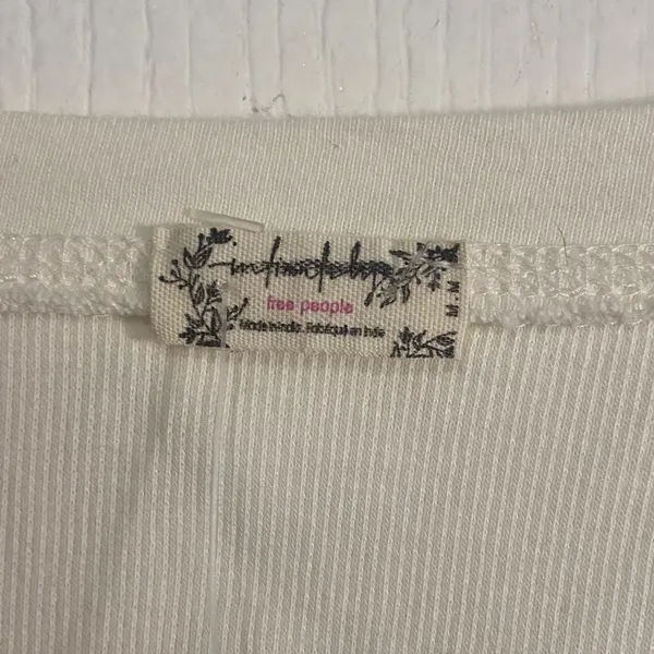 Free People Cream Long Sleeve with Red Floral Accent - Image 2