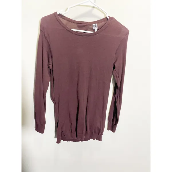 Free Press Womens Plum‎ Mauve Open Drape Back Long Sleeve Knit Top XS - Image 4