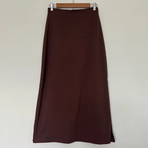 Kathy Ireland Vintage Y2k Brown Bodycon Midi Skirt - Image 2