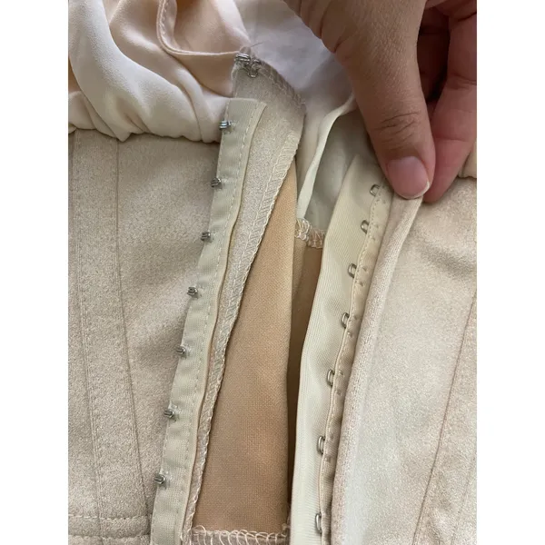 Love X Design Womens Crop Blouse Top Lantern Sleeves V-Neck Tan Beige NEW Medium - Image 9
