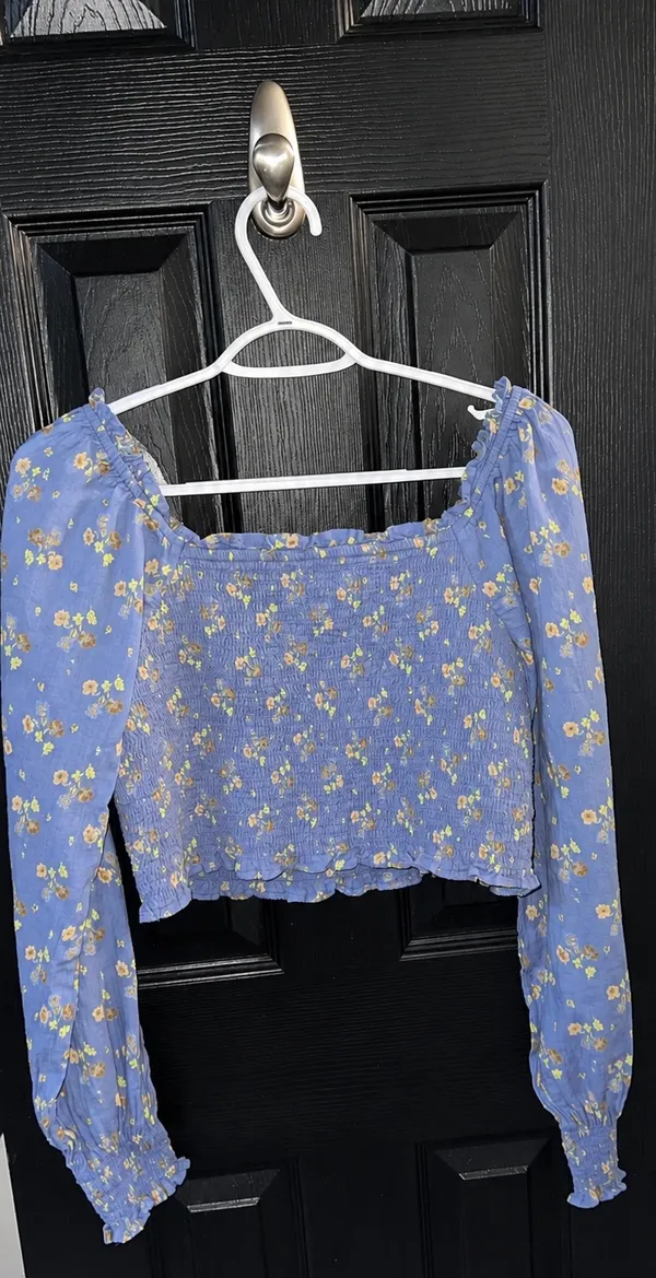 Aerie Floral Smocked Crop Top - Women's Large - Image 2