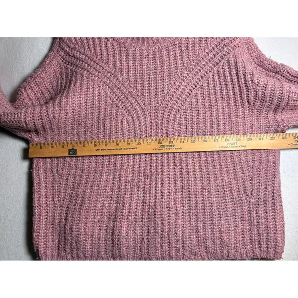 Abercrombie & Fitch Pink Chunky Knit Balloon Sleeve Sweater Medium Quiet Luxury - Image 6