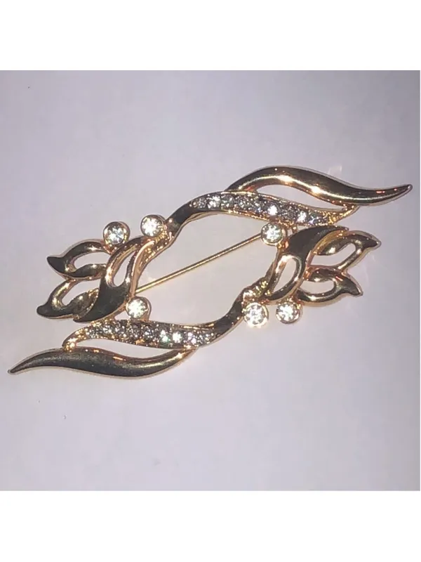 Angel Brand Elegant Gold Tone Rhinestone Brooch - Image 2