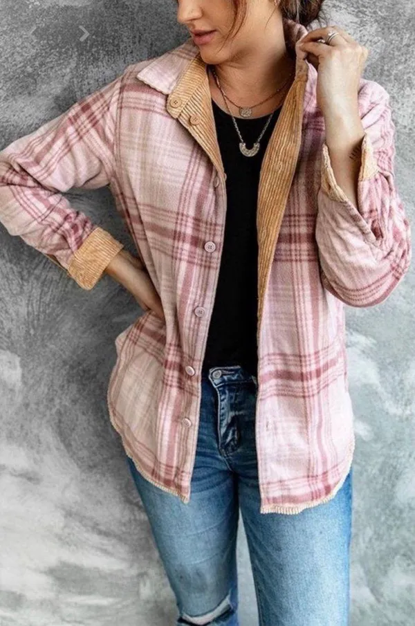 Love Tree Plaid Reversible Corduroy Jacket - Image 4