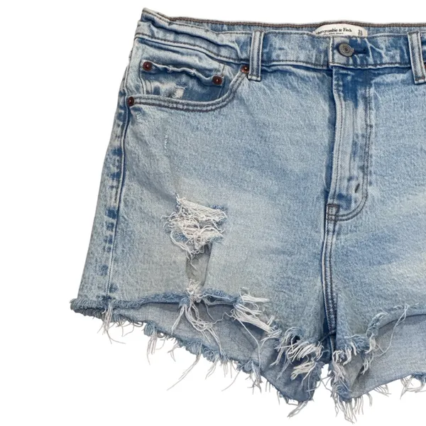 Abercrombie & Fitch The Mom Short High Rise Distressed Denim Light Wash 31 12 - Image 3