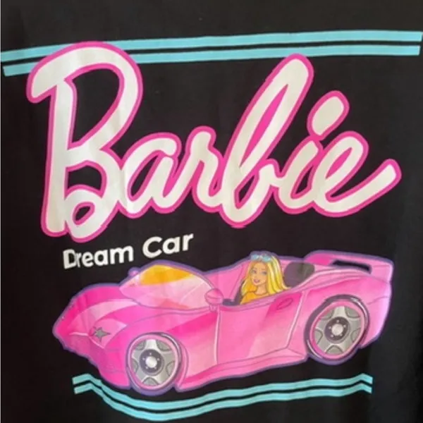Barbie Dream Car Classic Logo Crew Neck Black Pink Patch Medium NEW NWT - Image 4