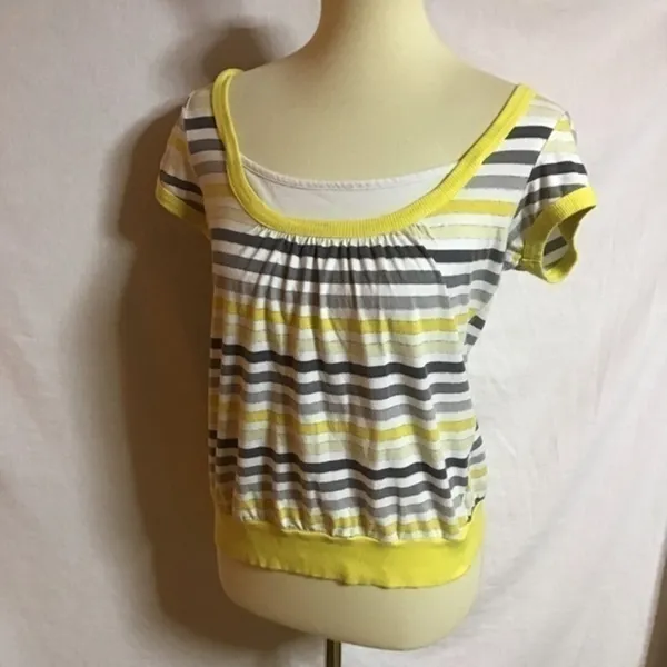 VTG Y2K fun bright striped top Yellow - Image 9