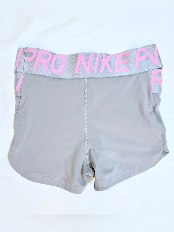 Nike Pro Women’s Mid-Rise 3" Biker Shorts – Thunder Grey/Pink Foam/Metallic – XS - Image 8