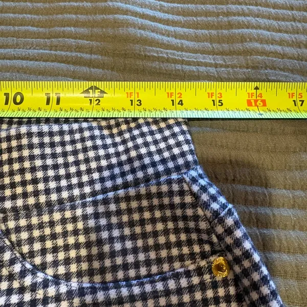 Michael Kors Navy Blue & White Check Pull-on Pants gold details size M women’s - Image 7