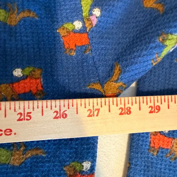 Aerie Womens Cotton Blend Waffle Knit Henley XL Blue Dachshund Dog Print Top - Image 4