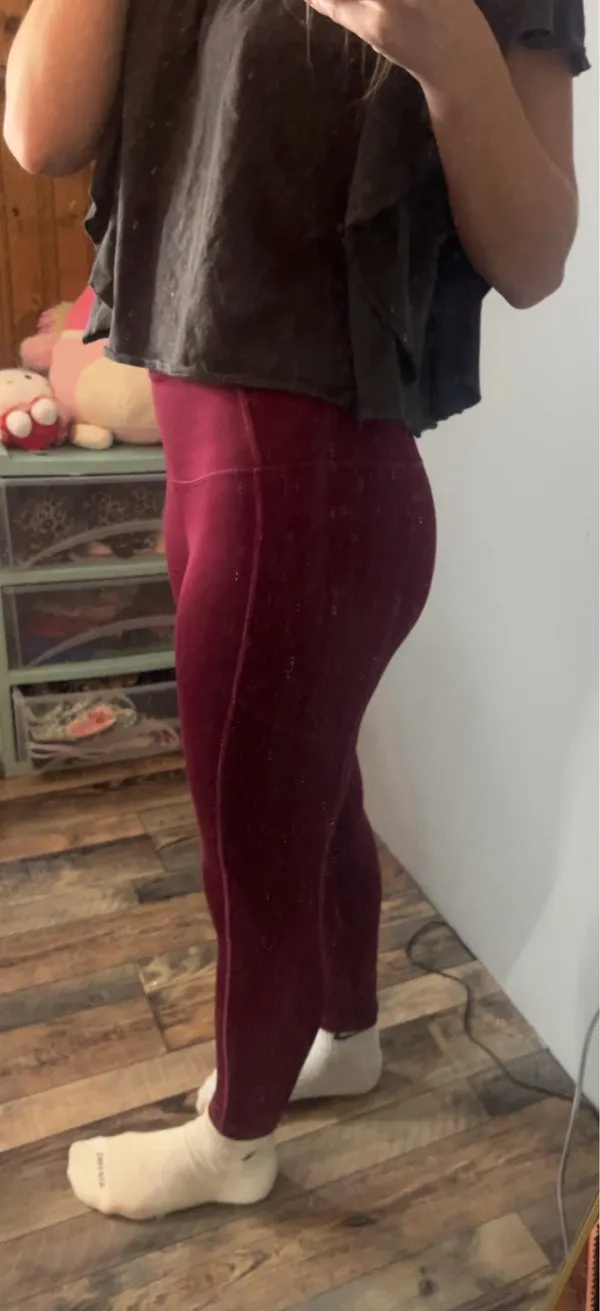 Victoria's Secret High-Waisted Burgundy Leggings - Image 2