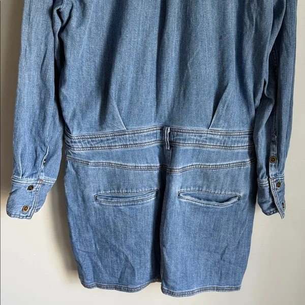 Anthropologie Pilcro Long-Sleeve Denim Micro Mini Shirt Dress Large - Image 9