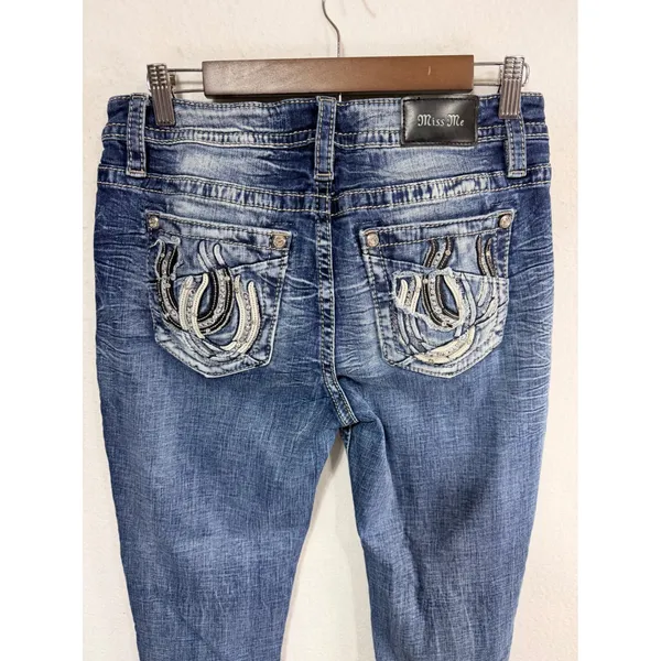 Miss Me Jeans Curvy Ankle Skinny Women's 30 Blue E3764VFA5 Horseshoe Western - Image 9