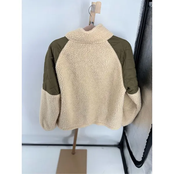 Jacqueline de Yong JDY Jdyiza Teddy Jacket Cream Sherpa Green Quilted XL - Image 11