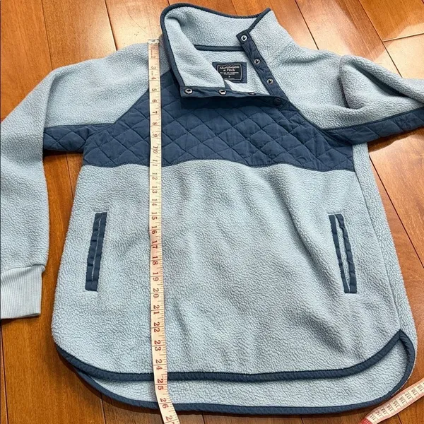 Abercrombie & Fitch Blue Snap-Front Fleece Quilt Chest Panel Tunic Size‎ S - Image 12